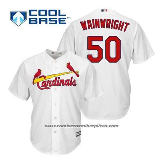 Camiseta Beisbol Hombre St. Louis Cardinals Adam Wainwright 50 Blanco Primera Cool Base